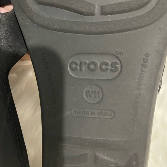 ✨CROC PATRICIA BLACK SLIDE SANDALS SLIPPERS SHOES SZ 11 GREAT CONDITION! - Picture 5 of 5